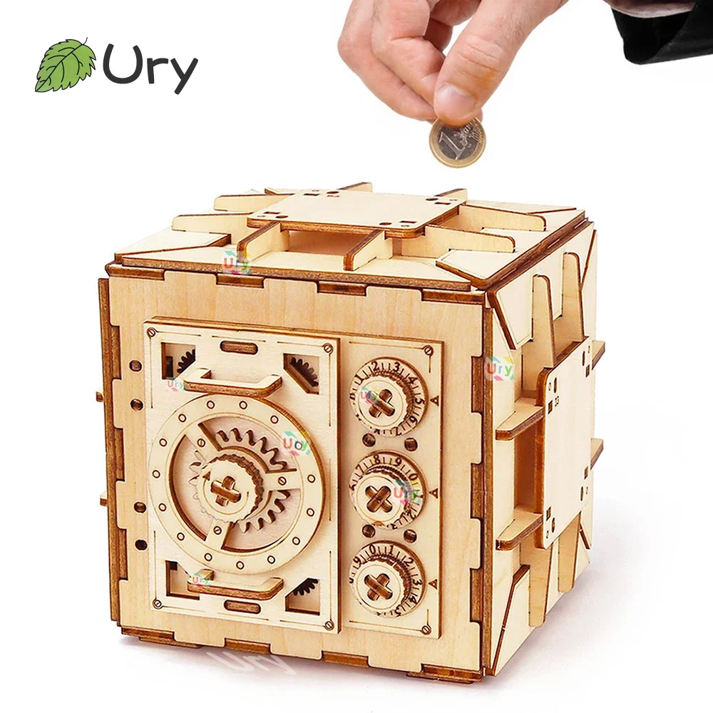 Kids Education Money - URY Drewniane puzzle 3D Hasło Skarbonka
