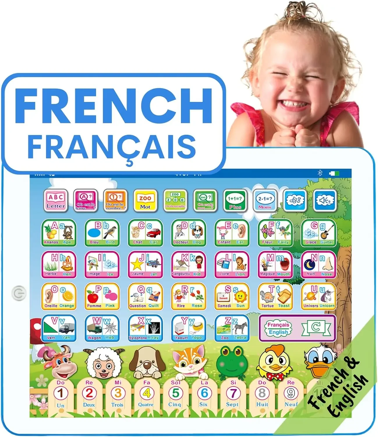 Kids Education Laptop - Francuski angielski dwujęzyczny Tablet edukacyjny zabawka