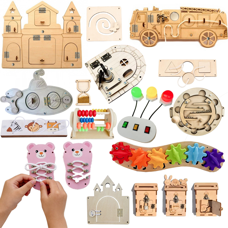 Kids Education Usa - DIY Montessori Tablica Manipulacyjna Drewniane Akcesoria