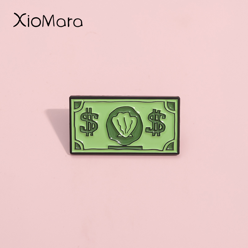 Kids Education Money - Zielony Symbol USD Emalia Szpilka Niestandardowe