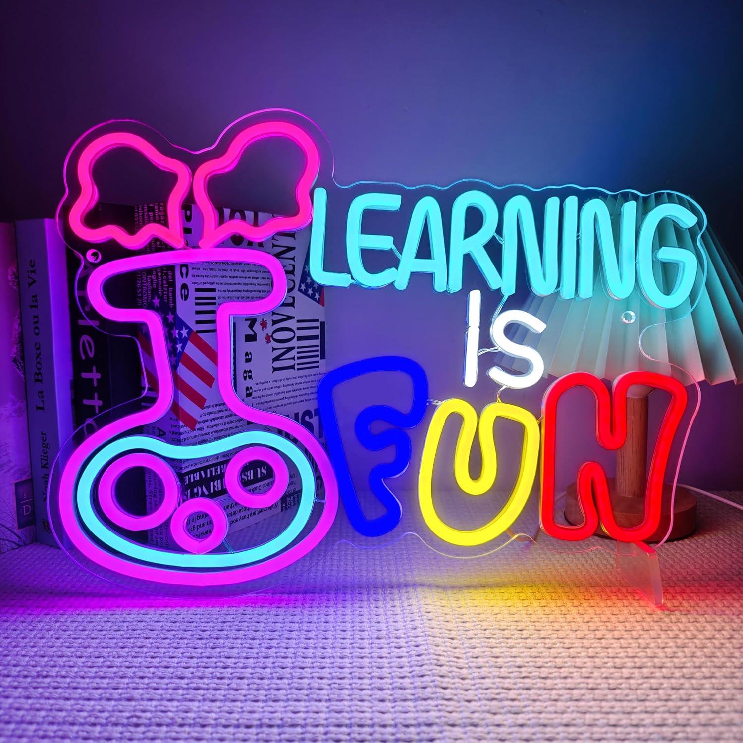 Kids Education Motivation - Nauka to zabawa - Neonowy znak
