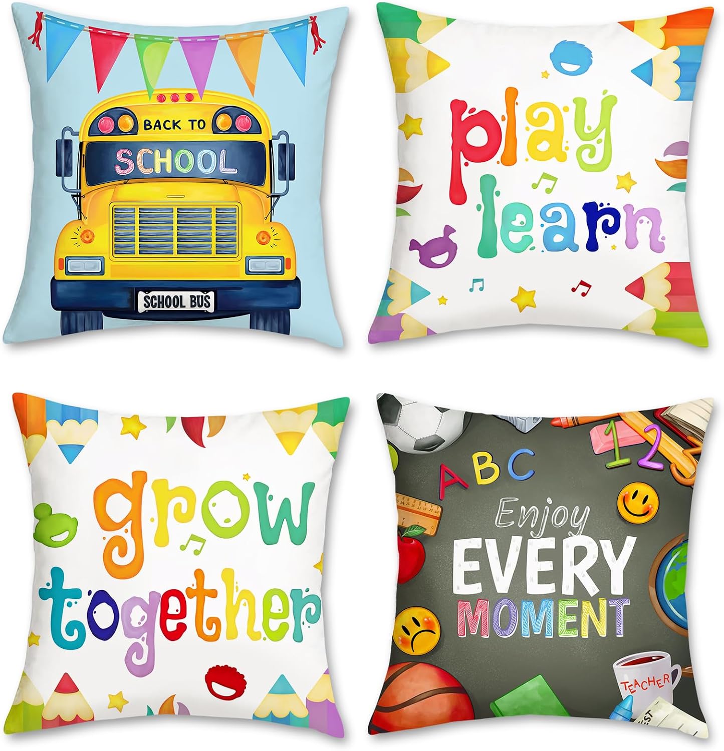 Zestaw 4 poszewek na poduszki  – Kids Education Motivation recenzja i cena